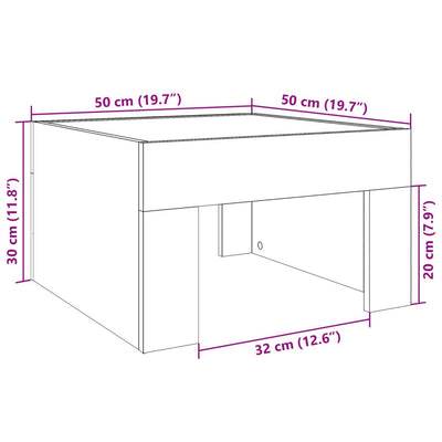 Musta sohvapöytä infinity led-valoilla Adiere 50x50x30cm