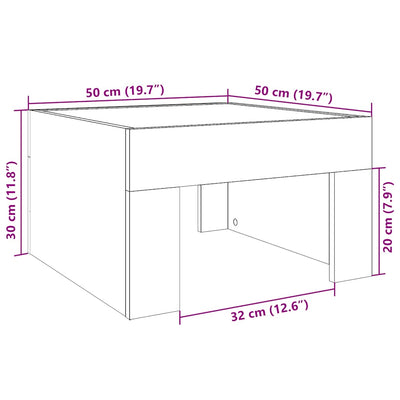 Sonoma-tammi sohvapöytä infinity led-valoilla Adiere 50x50x30cm