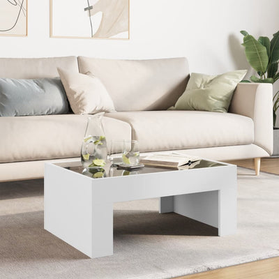 Valkoinen sohvapöytä infinity led-valoilla Adiere 70x50x30cm