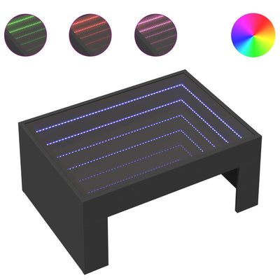 Musta sohvapöytä infinity led-valoilla Adiere 70x50x30cm