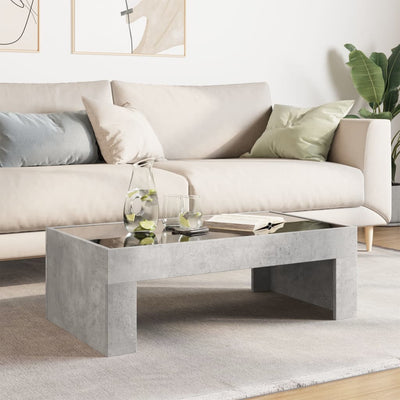 Sohvapöytä Infinity LED-valoilla betoninharmaa 90x50x30 cm