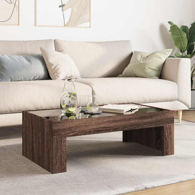 Ruskea sohvapöytä infinity led-valoilla Adiere 90x50x30cm (tammi)