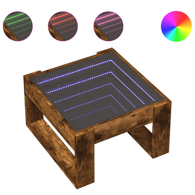 sohvapöytä Infinity LED-valoilla savutammi 50x53x30 cm