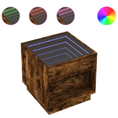 Savutammi sohvapöytä infinity led-valoilla Zanofa 50x50x50cm