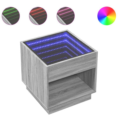 Harmaa sohvapöytä infinity led-valoilla Zanofa 50x50x50cm (sonoma)