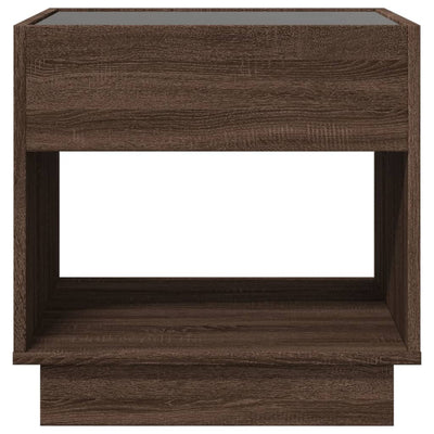 Sohvapöytä Infinity LED-valoilla ruskea tammi 50x50x50 cm