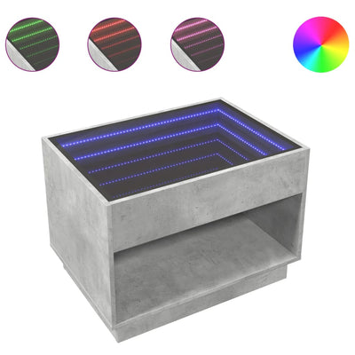 sohvapöytä Infinity LED-valoilla betonin harmaa 70x50x50 cm