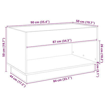 Valkoinen sohvapöytä infinity led-valoilla Zanofa 90x50x50cm