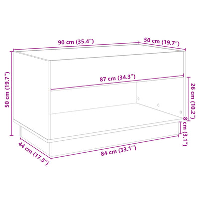 Betonin harmaa sohvapöytä infinity led-valoilla Zanofa 90x50x50cm