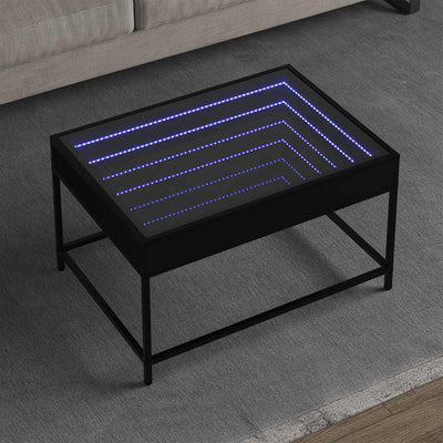 Musta sohvapöytä infinity led-valoilla Dareta 70x50x41cm