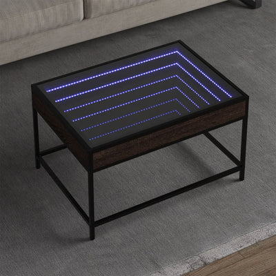 Ruskea tammi sohvapöytä infinity led-valoilla Dareta 70x50x41cm