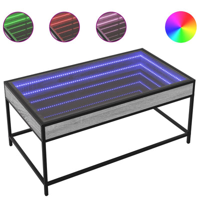 sohvapöytä Infinity LED-valoilla harmaa Sonoma 90x50x41 cm