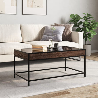 sohvapöytä Infinity LED-valoilla ruskea tammi 90x50x41 cm