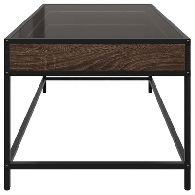 sohvapöytä Infinity LED-valoilla ruskea tammi 90x50x41 cm