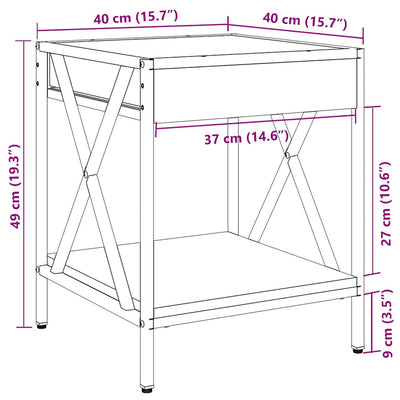 Sonoma-tammi sohvapöytä infinity led-valoilla Theophanous 40x40x49cm