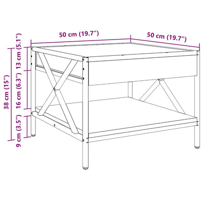 Savutammi sohvapöytä infinity led-valoilla Theophanous 50x50x38cm