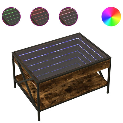 sohvapöytä Infinity LED-valoilla savutammi 70x50x38 cm