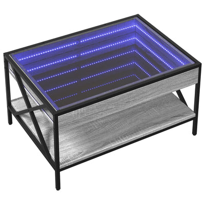 Harmaa sohvapöytä infinity led-valoilla Theophanous 70x50x38cm (sonoma)