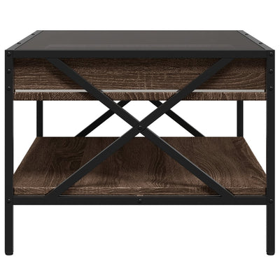 Ruskea sohvapöytä infinity led-valoilla Theophanous 70x50x38cm (tammi)