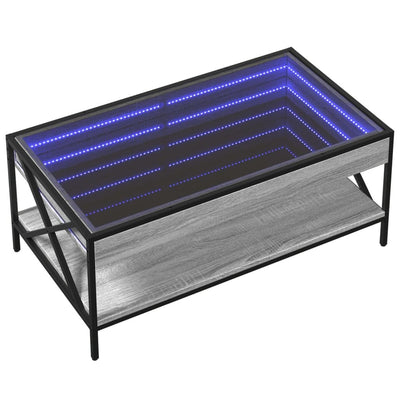 sohvapöytä Infinity LED-valoilla harmaa Sonoma 90x50x38 cm