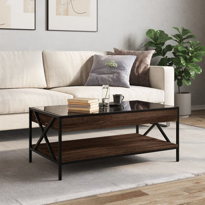sohvapöytä Infinity LED-valoilla ruskea tammi 90x50x38 cm