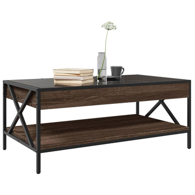sohvapöytä Infinity LED-valoilla ruskea tammi 90x50x38 cm