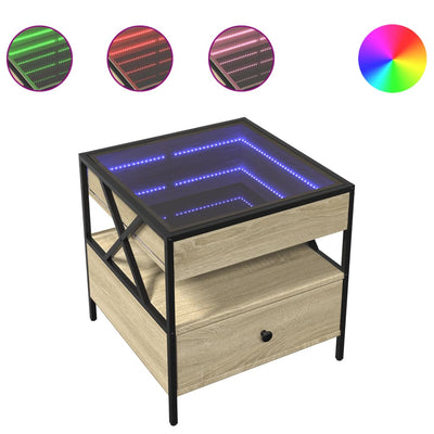 sohvapöytä Infinity LED-valoilla Sonoma-tammi 50x50x51 cm