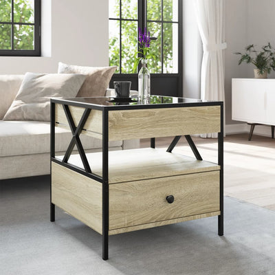 Sonoma-tammi sohvapöytä infinity led-valoilla Clonda 50x50x51cm