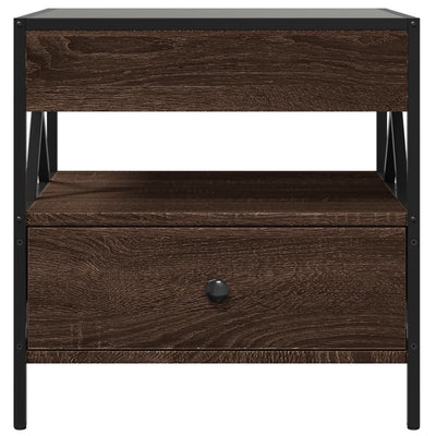 sohvapöytä Infinity LED-valoilla ruskea tammi 50x50x51 cm