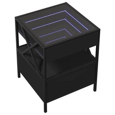 sohvapöytä Infinity LED-valoilla musta 40x40x51 cm