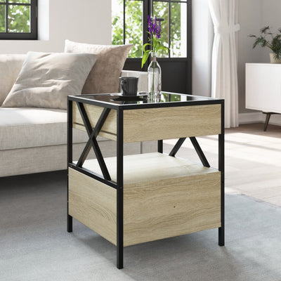 sohvapöytä Infinity LED-valoilla Sonoma-tammi 40x40x51 cm