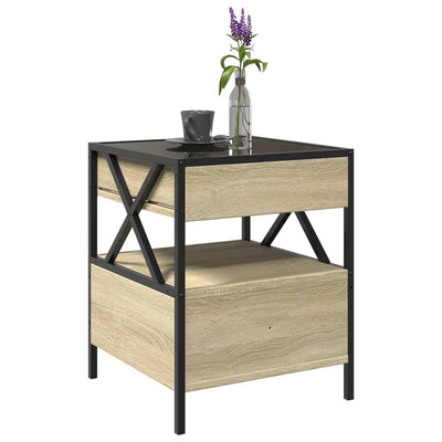 sohvapöytä Infinity LED-valoilla Sonoma-tammi 40x40x51 cm