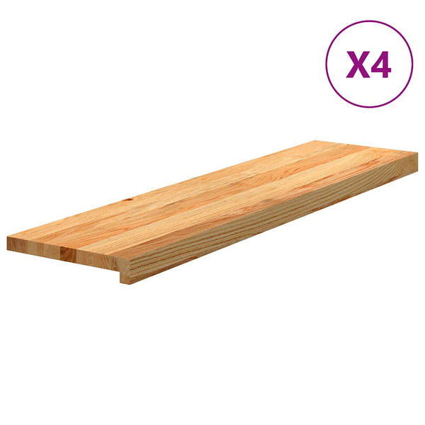 Askelmat 4 kpl vaaleanruskea 100x25x2 cm täysi tammi