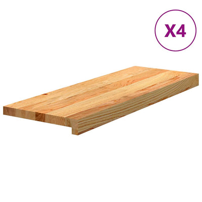 Askelmat 4 kpl vaaleanruskea 70x30x2 cm täysi tammi