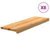 Askelmat 8 kpl vaaleanruskea 80x25x2 cm täysi tammi