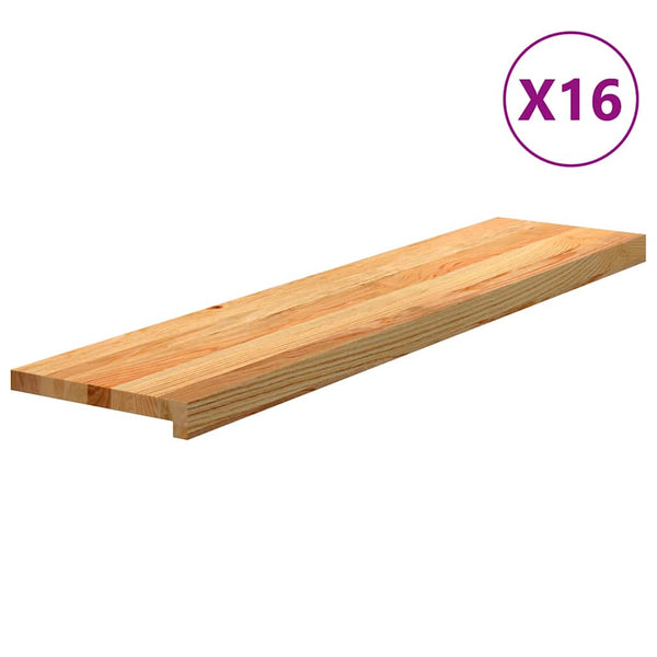 Askelmat 16 kpl vaaleanruskea 110x25x2 cm täysi tammi
