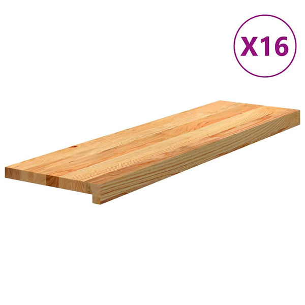 Askelmat 16 kpl vaaleanruskea 90x30x2 cm täysi tammi