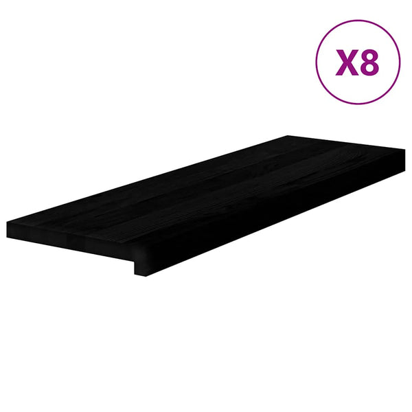Askelmat 8 kpl ruskeanmusta 80x25x2 cm täysi tammi