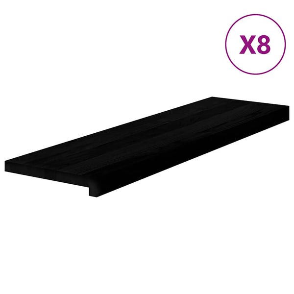 Askelmat 8 kpl ruskeanmusta 90x25x2 cm täysi tammi