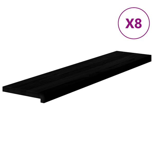 Askelmat 8 kpl ruskeanmusta 110x25x2 cm täysi tammi