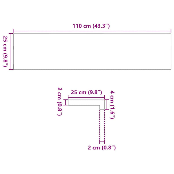 Askelmat 8 kpl ruskeanmusta 110x25x2 cm täysi tammi