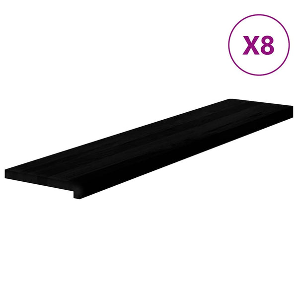 Askelmat 8 kpl ruskeanmusta 120x30x2 cm täysi tammi