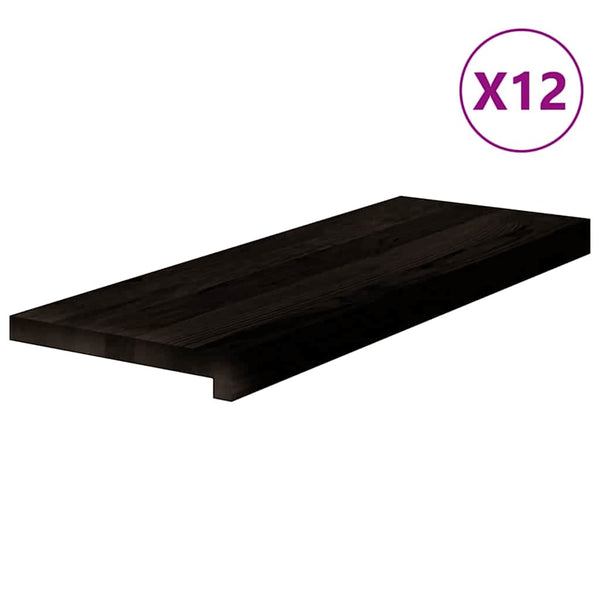 Askelmat 12 kpl ruskeanmusta 70x25x2 cm täysi tammi
