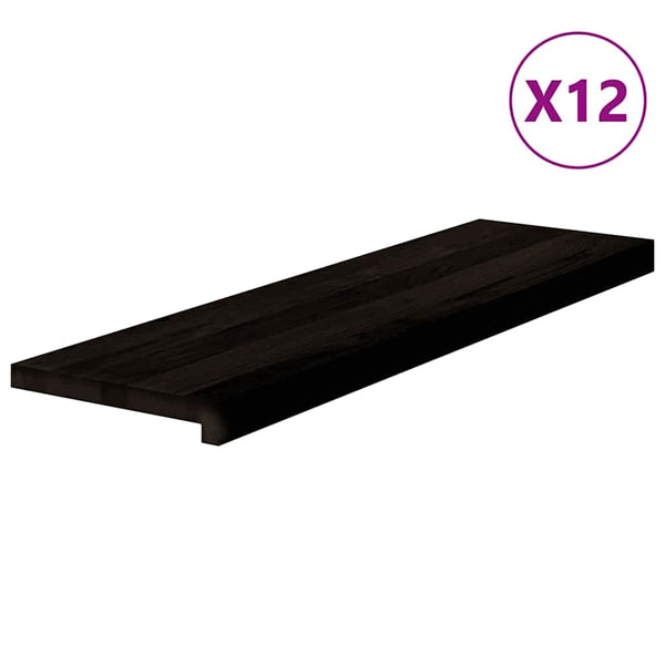 Askelmat 12 kpl ruskeanmusta 90x25x2 cm täysi tammi