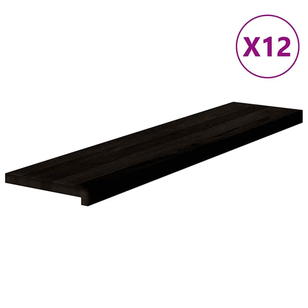 Askelmat 12 kpl ruskeanmusta 110x25x2 cm täysi tammi
