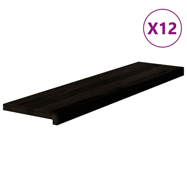 Askelmat 12 kpl ruskeanmusta 100x30x2 cm täysi tammi