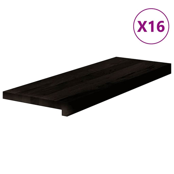 Askelmat 16 kpl ruskeanmusta 70x25x2 cm täysi tammi