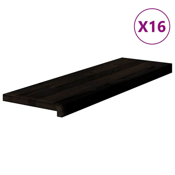 Askelmat 16 kpl ruskeanmusta 80x30x2 cm täysi tammi
