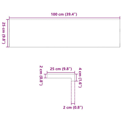 Askelmat 2 kpl käsittelemätön 100x25x2 cm täysi tammi