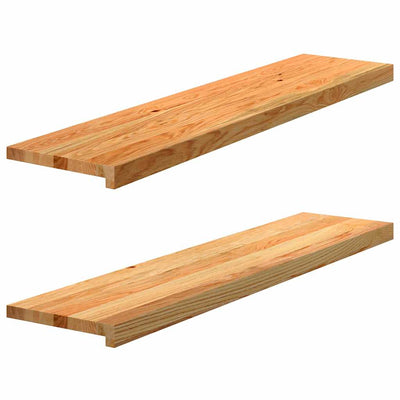 Askelmat 2 kpl vaaleanruskea 110x25x2 cm täysi tammi
